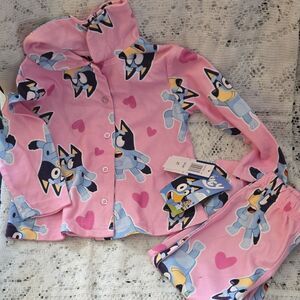 Bluey 2-Piece Pink Pajama Set Long Sleeve Flame Resistant Size 2T